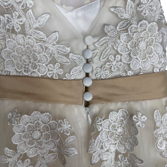 Miama Girls Baptism Dress Tulle Ivory Floral Embroidery With Satin Belt Size 3‎ - Picture 9 of 11